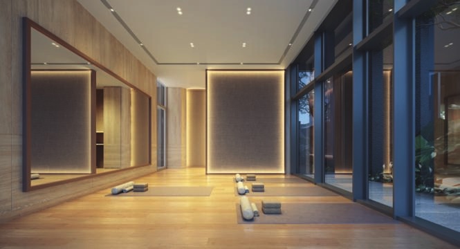 Yoga Studio with warm timber finishes