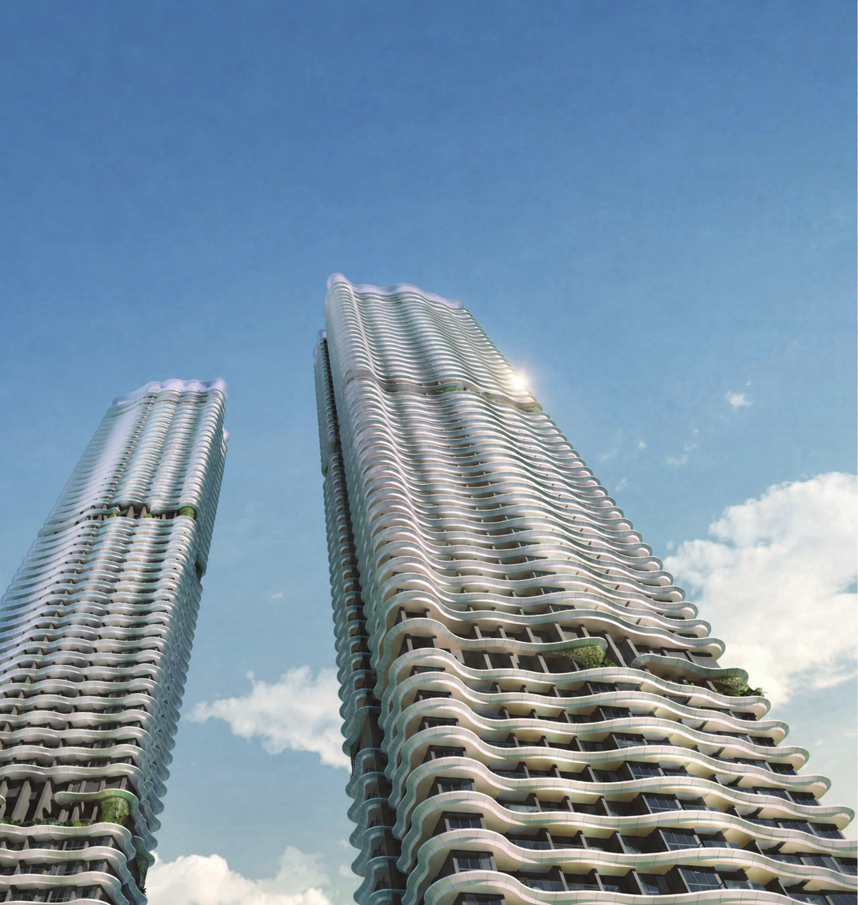 Artist's impression of Zyon Grand's twin 62-storey residential towers at Zion Road