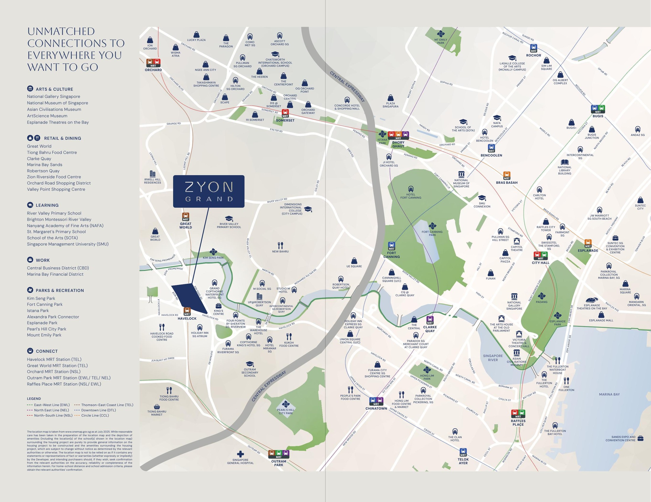 Official Zyon Grand location map showing MRT connections and surrounding landmarks