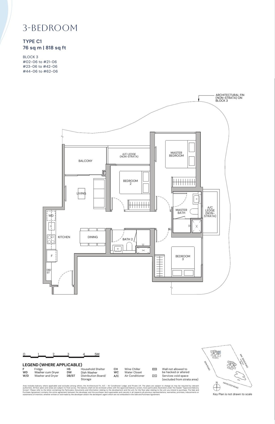 Official Zyon Grand 3-Bedroom, Type C1 floor plan